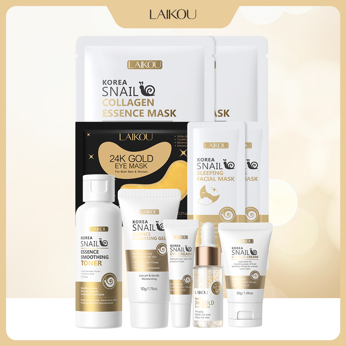 Luxury Skincare Kit - LAIKOU Salyangoz 24K Altın Cilt Bakım